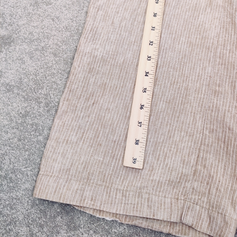 Esprit Women's Pinstriped Linen Wide Leg Pants Size 10 Tan Cream Business Casual - Picture 9 of 13